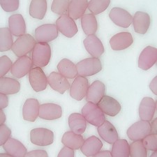 Glass Beads Pink Matte Opaque Oval 5X7mm. Pack of 50. Made in India.