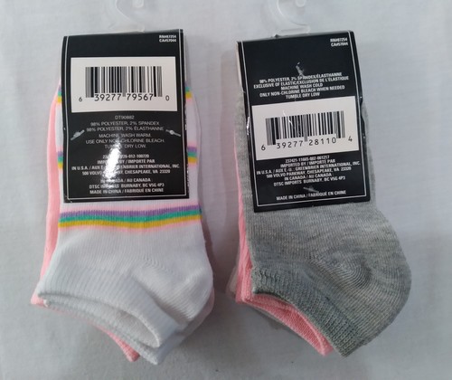 "7" Pairs KID'S GIRL'S SOCKS Pink Rainbow Gray Fits Shoe Size 1 - 7 & 36 Mth NEW - Picture 9 of 12