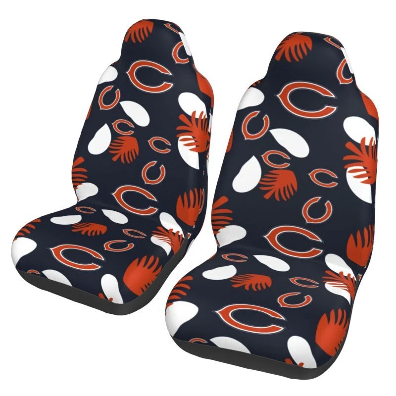 2pcs Chicago Bears Elastic Car Seat Covers Car Front Rear Protectors Decor