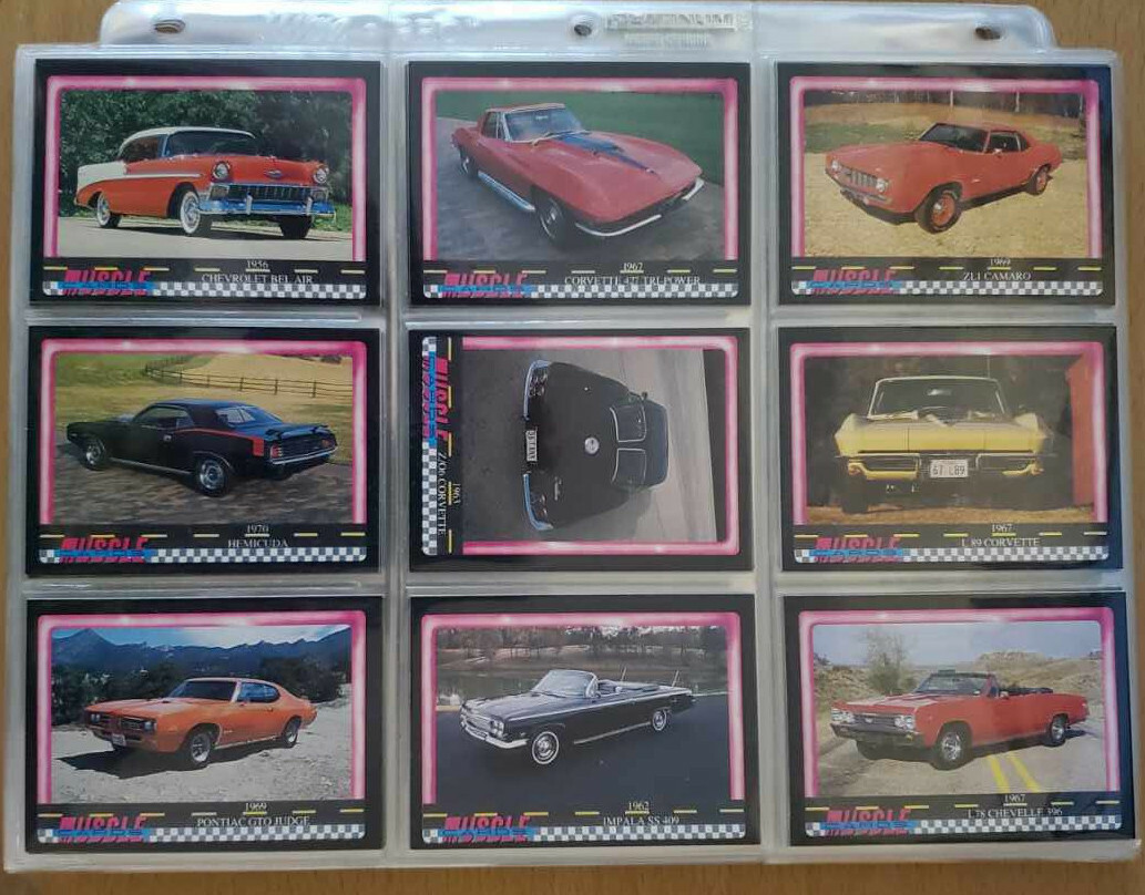Muscle Cards Series 1 & 2; Complete 194 card set in UltraPro pages