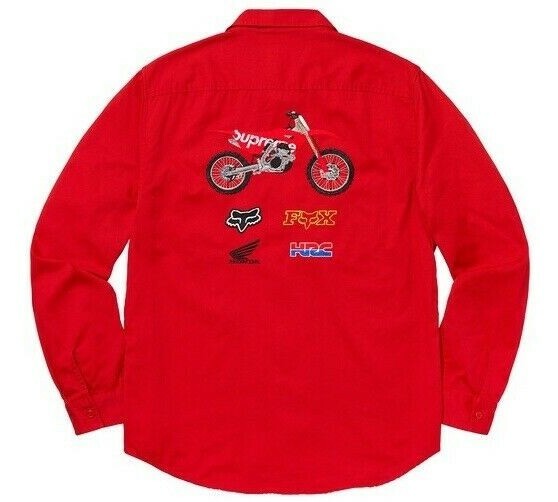 S■2019AW■Supreme■Fox Racing Work Shirt Supreme Honda Fox Racing Work Shirt Size Large Red FW19