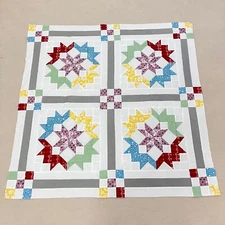 Handmade Cosmic Jewels Baby Quilt Top 47x47" Pieced~ BABY/BED/Wall Decor