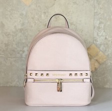 MICHAEL KORS KENLY MEDIUM PEBBLED LEATHER BACKPACK PINK/GOLD STUDS