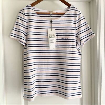 Barbour white striped Hawkins short sleeve 100% cotton t shirt