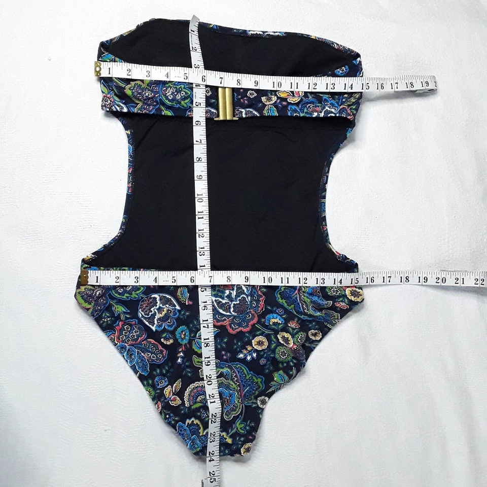 Traje de baño para mujer JCrew talla 10 bandeau recortado una pieza floral cachemira G4031 Foto 3 de 4