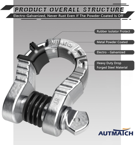 D Ring Shackles 3/4" (2 Pack) 68,000 Lbs Break Strength with Screw Pin and Washe - Picture 4 of 12