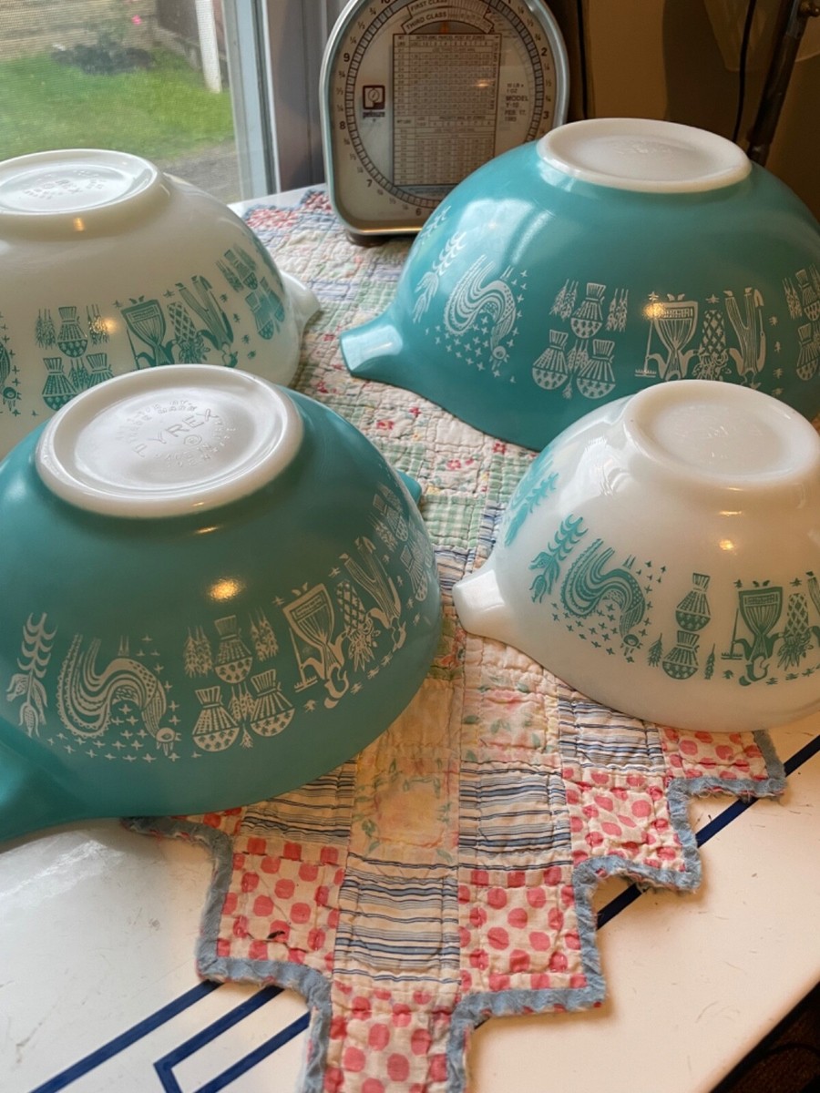 Vintage PYREX Amish Butterprint Cinderella Nesting Mixing Bowls Set of  Teal