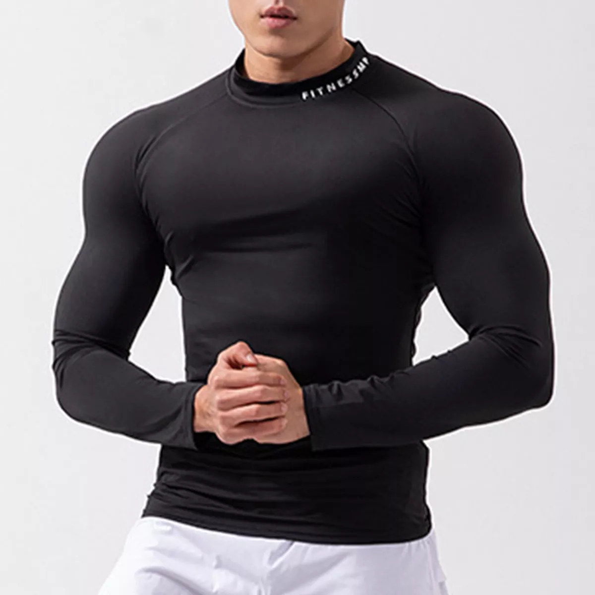 Men's Long Sleeve Athletic T-Shirts Workout Muscle Tee Compression Base  Layer