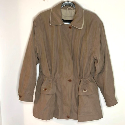 Innovations by Izzi Jacket Women s Size L Taupe Fully Lined Microfiber Coat