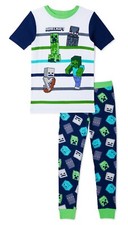 MINECRAFT CREEPER MOJANG Boys Cotton Snug-Fit Pajama Sleepwear Set Sz 4 or 6 20