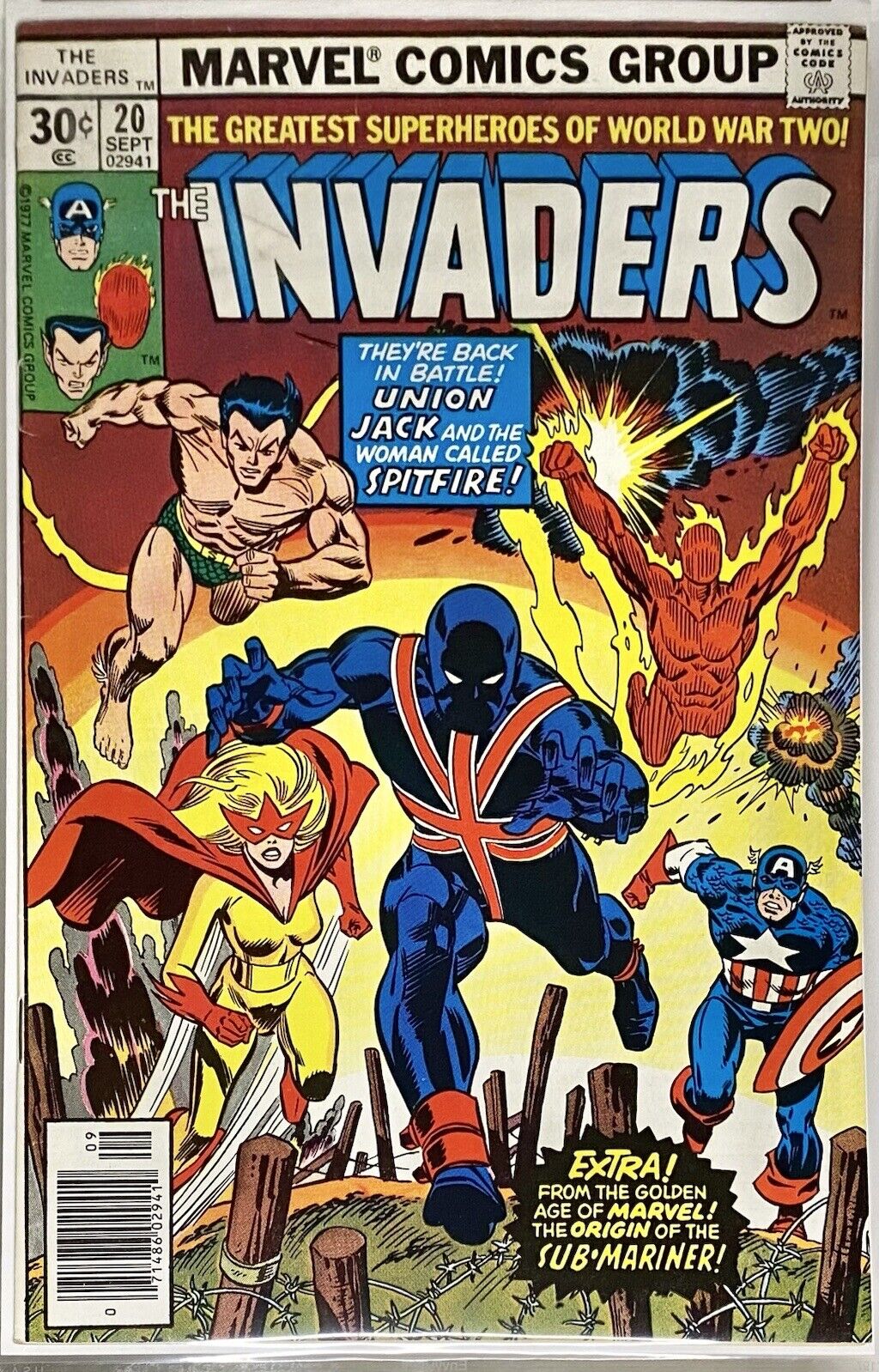 INVADERS #21 (10/77) ~ CGC 9.0 ~ WHITE PAGES ~ UNION JACK APP ~ MARVEL