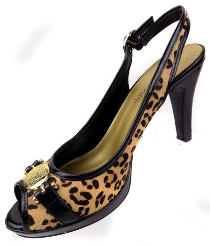 AK Anne Klein Womens Dress Heels 8M Mawestiem Animal Print Peep Toe Slingback - Picture 2 of 11