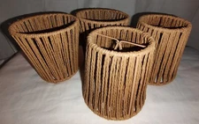 Candelabra Jute Rope Mini Lamp Shades Clip On Natural Set Of 4 Boho Style