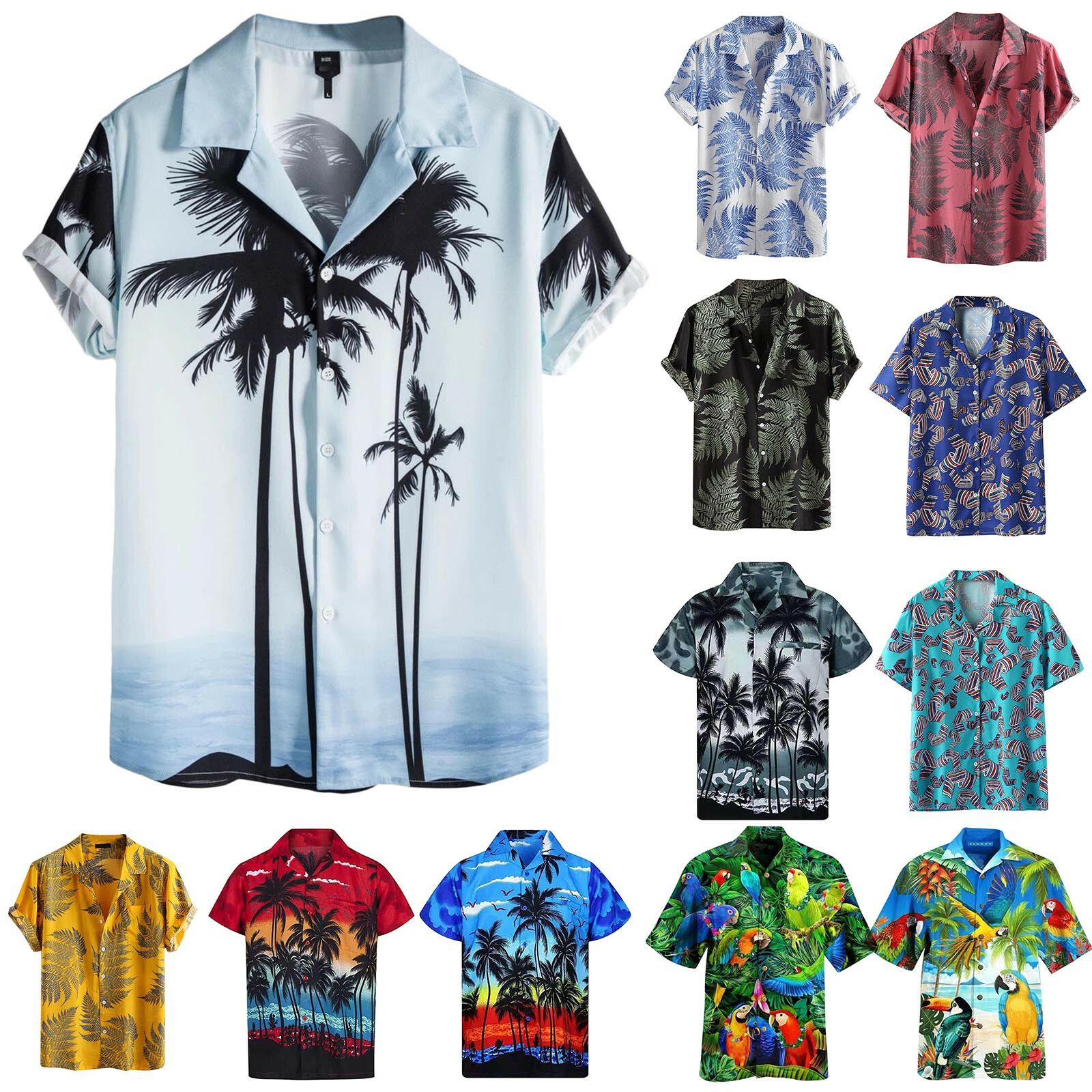 Men's Hawaiian Floral T Shirt Summer 