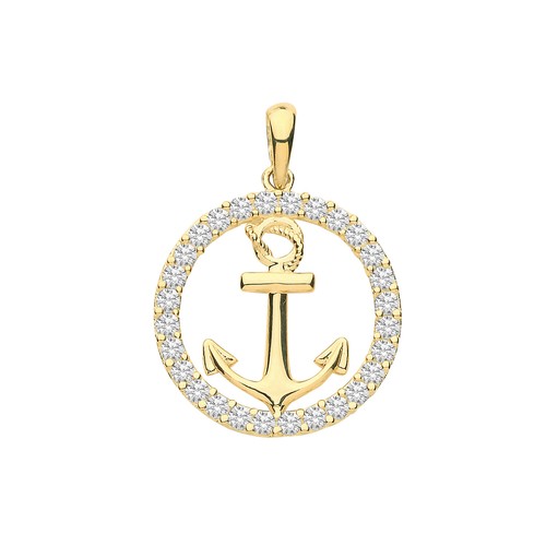 Pendentif En Or Jaune 18 Carats Motif Ancre Et Corde - Unisexe - Neuf Avec étiquettes - Fabriqué En Italie
