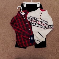 3 Piece Boys Sweater, Pants, Button Down Shirt Outfit - NWT - IZOD - 4T