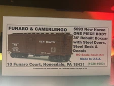 HO Funaro & Camerlengo #5093 New Haven 36’ Boxcar Resin Kit