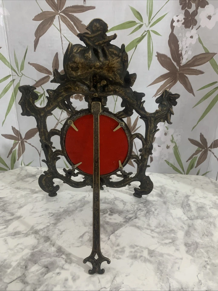 Marco de fotos de bronce antiguo caballete trasero estilo victoriano todo original Foto 4 de 4