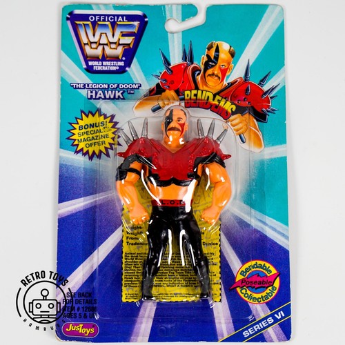 Hawk Legions Of Doom WWF Bend-Ems MOC JusToys 1990...