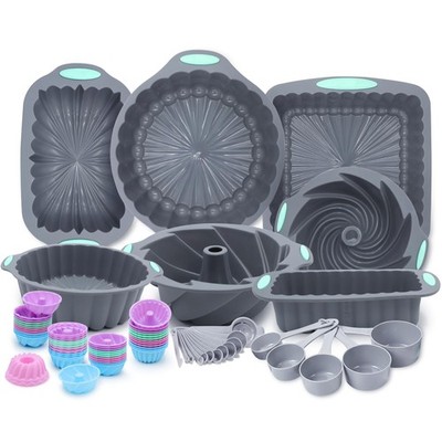 72 Pieces Silicone Bakeware Set, Nonstick Baking Pans Set, Easy Release Oven ...