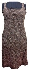 VALENTINO - Brown Wool Tweed Knitted Sleeveless Scoop Neck Dress 42