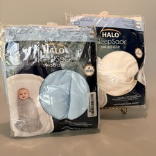 2 HALO Micro-Fleece SleepSack Swaddles Cream Blue Newborn 3 mos TOG 3.0