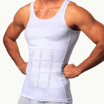 Männer Body Shaper Abnehmen Kompression Weste Unterhemd Nahtlose Taille Trainer