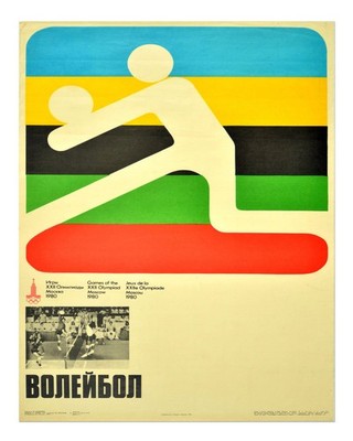 Vintage Volleyball-Wandkunstdesign der Olympischen Spiele 1980 Minima