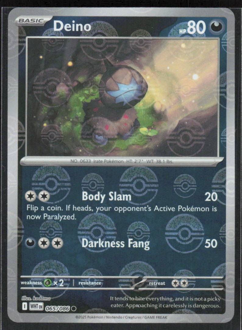 2025 Scarlet & Violet Series - White Flare Deino Poke Ball Holo #65