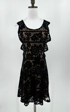 For Love & Lemons Black Floral Lace Boho Gianna Mini Apron Dress Sz S