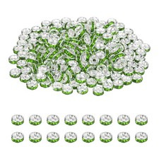 4mm Rondelle Spacer Bead, 200 Pcs Rhinestone Loose Bead, Silver/Light Green