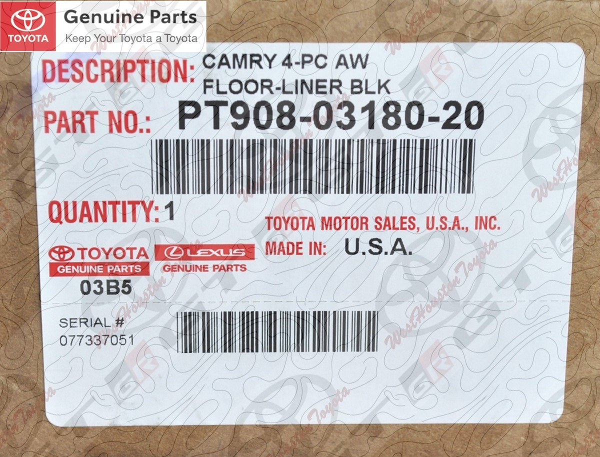 2018-2024 TOYOTA CAMRY OEM ALL WEATHER FLOOR MATS- PT908-03180-20