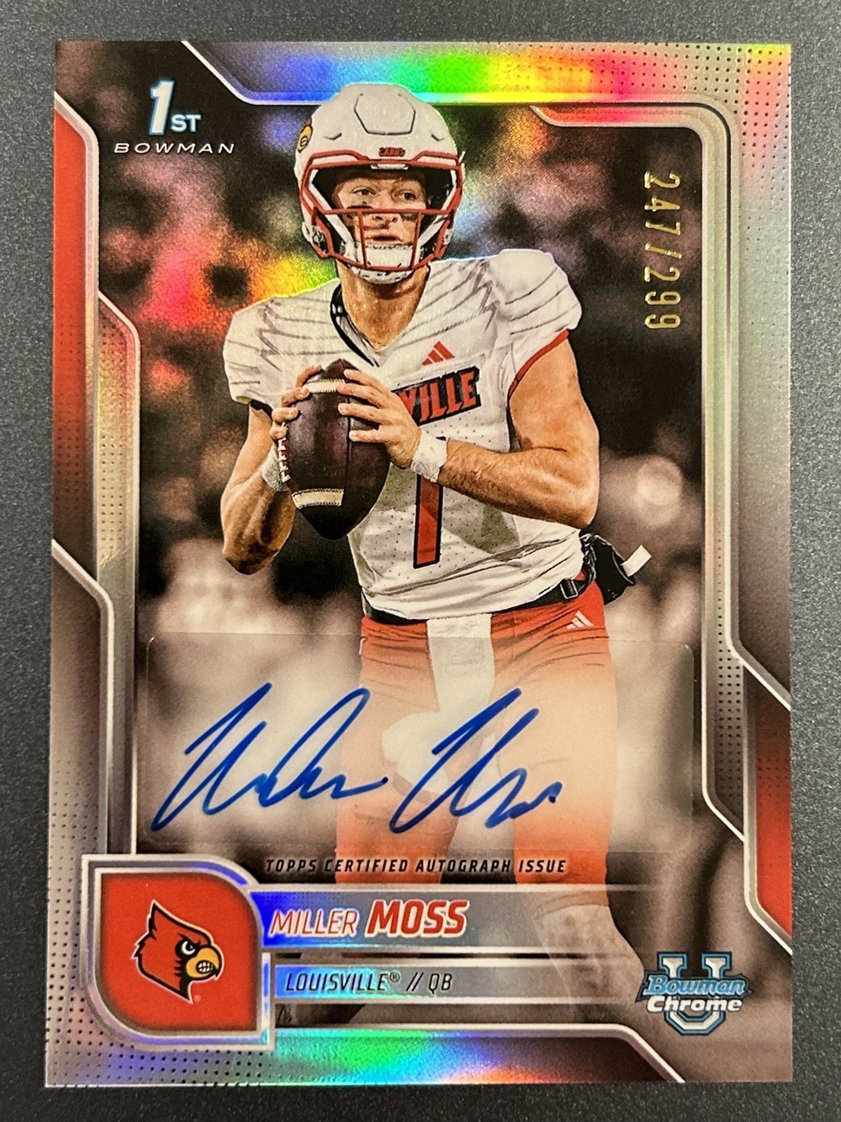 Miller Moss 2025 Bowman U Chrome 1st Bowman Refractor Auto # /299 Louisville
