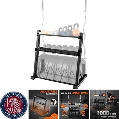 Space-Saving 6 Peg Weight Rack   Holds 14 Dumbbells & 10 Kettlebells Securely