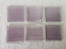 6-Luxfer Antique 1896 Transom Prism Glass Tiles Sawtooth Cut Pieces 4"x4" Purple