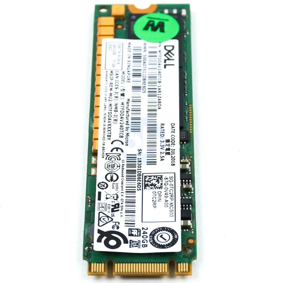 Dell TC2RP 240GB Enterprise Class M.2 2280 B+M SATA 6Gbps SSD MTFDDAV240TCB - Bild 2 von 4