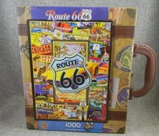 Route 66 Masterpieces Puzzle + poster 1000 piece Historic Road Trip Suitcase Box