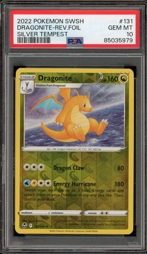 Pokemon Dragonite Silver Tempest Reverse Holo Rare #131 PSA 10 Gem Mint