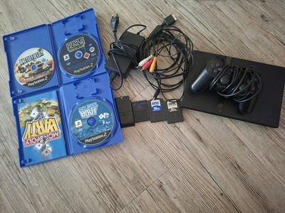 Sony PlayStation 2 Slim Heimkonsole SCPH-75004 PAL Schwarz inkl. 16MB Card