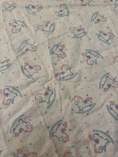 Vintage Rocking Horse Baby Blanket Pastel Grid Cottagecore JC PENNY