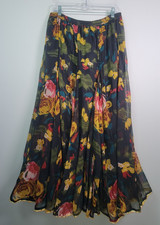 Soft Surroundings Maxi Skirt Womens S Pull On Floral Lined Boho