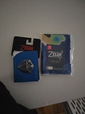 Cartera plegable The Legend of Zelda insignia de metal azul nueva y póster de Zelda Nintendo