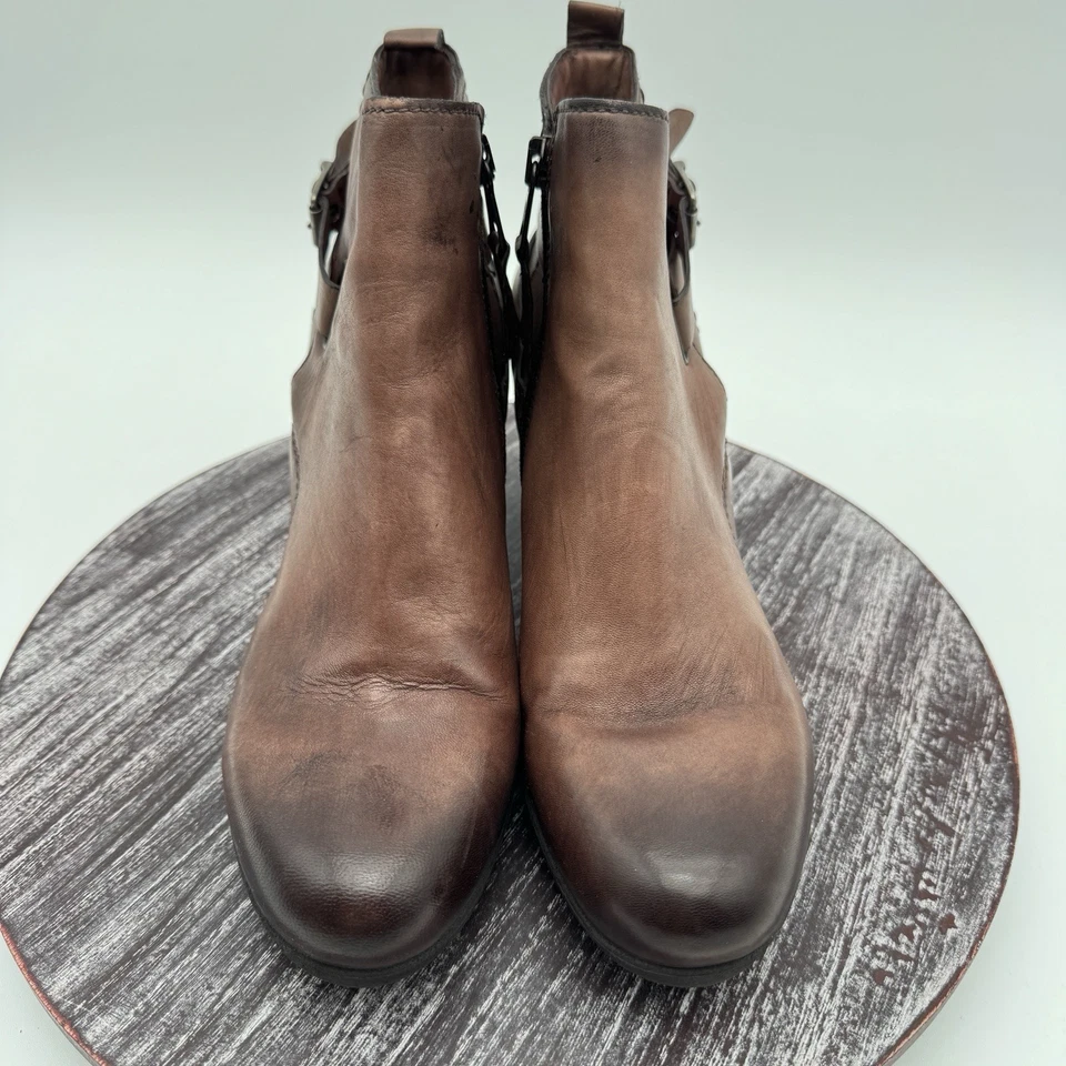 MJUS Botas Mujer 38 EE. UU. 7.5 Cuero Genuino Envejecido Cremallera Zapatos Cómodos Marrón Foto 4 de 4