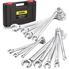 Flare Nut Wrench Set12-Piece Chrome Vanadium Steel Line Wrench Set SAE & Metr...