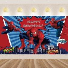 Spiderman Happy Birthday Party Supplies Banner Backdrop Background Decor