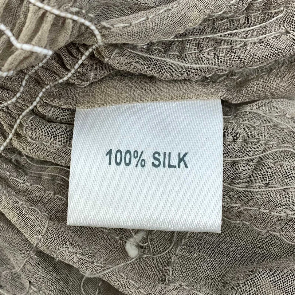 Blusa Parker de seda gris y dorada | Cuello redondo y mangas de ala de murciélago Foto 4 de 4