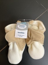 Luvable Friends Baby Cozy Fleece Booties with Non Skid Bottom Tan 18-24M