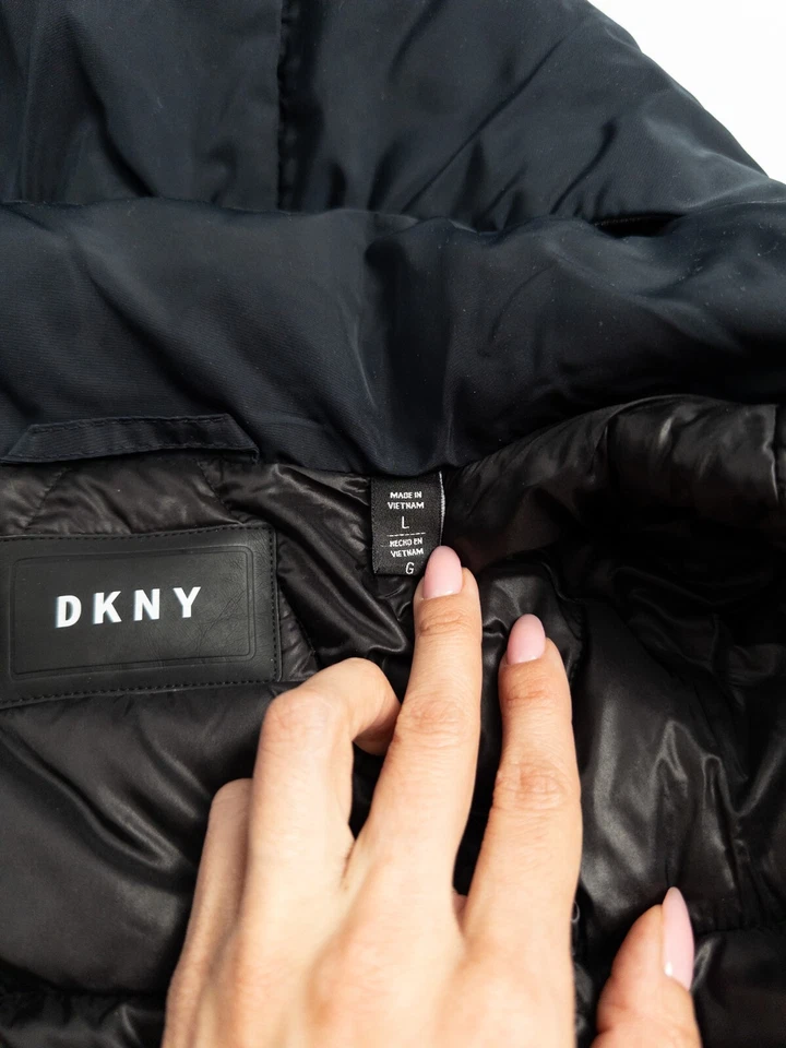 Куртка парка мужская XL черная с капюшоном на молнии полиэстер нейлон DKNY - Изображение 3 из 4