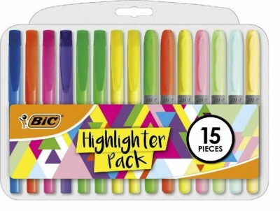 BIC 15-teiliges Sortimentspaket Textmarker, modische Markierung Mehrzweck