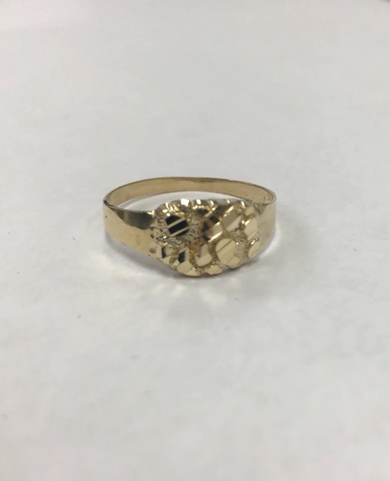 Anillo Ovalado Pepita Para Hombre Oro Amarillo 10K Sólido Real TODAS LAS TALLAS Unisex Foto 3 de 4